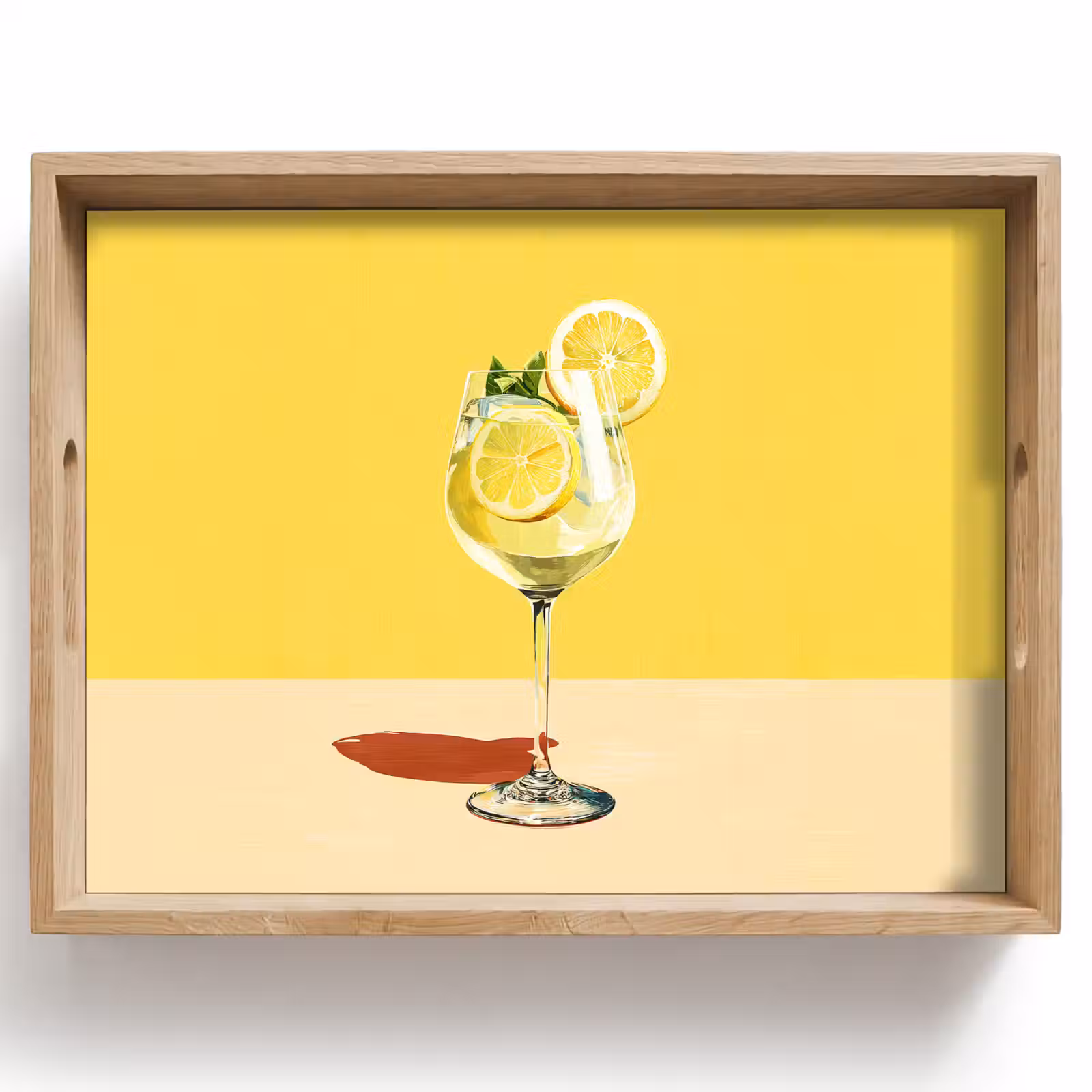 Dienblad - Wijnglas - Citroen - Geel - Minimalistisch — 1