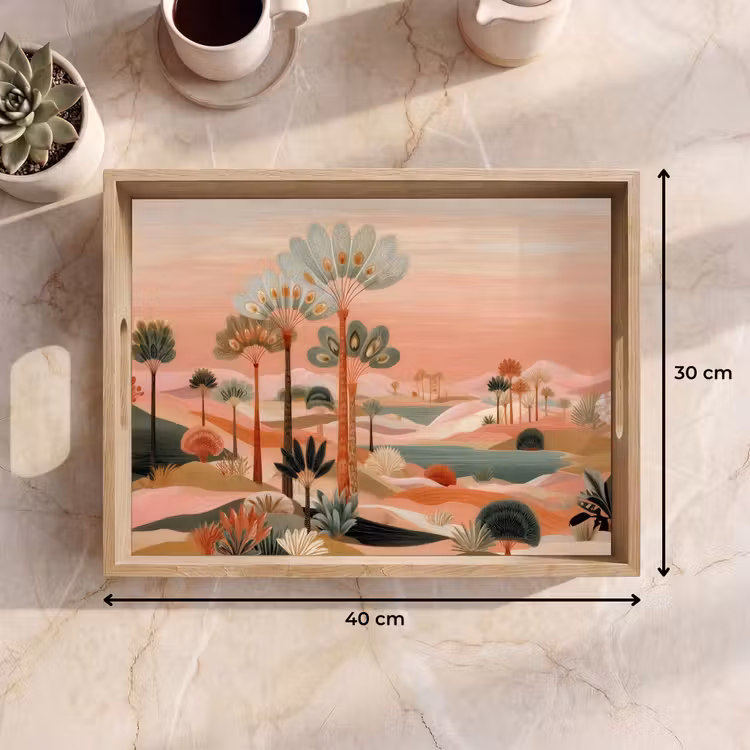 Dienblad - Roze landschap - Palmen - Water — 9