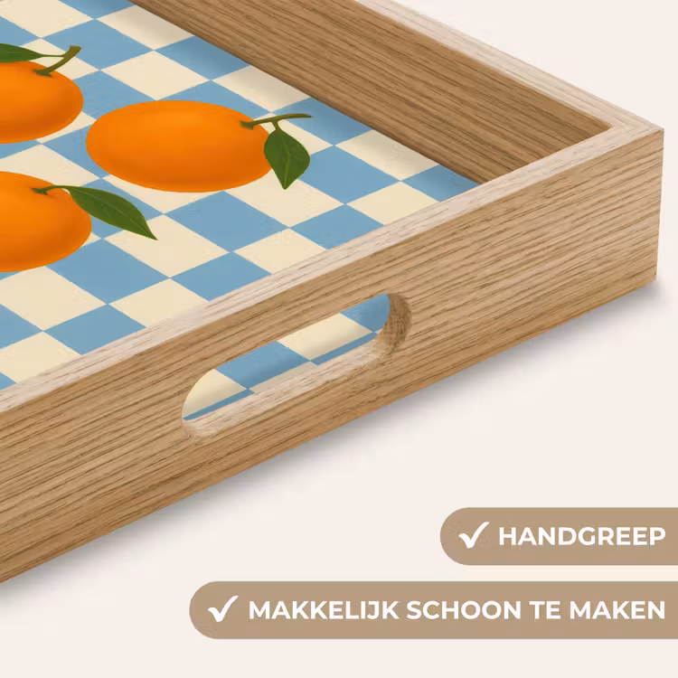 Dienblad - Sinaasappels - Blaadjes - Geblokt - Blauw — 5