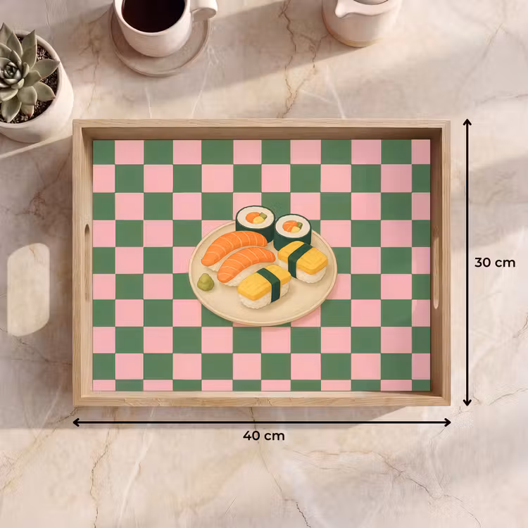 Dienblad - Sushi - Bord - Geblokt - Groen — 9