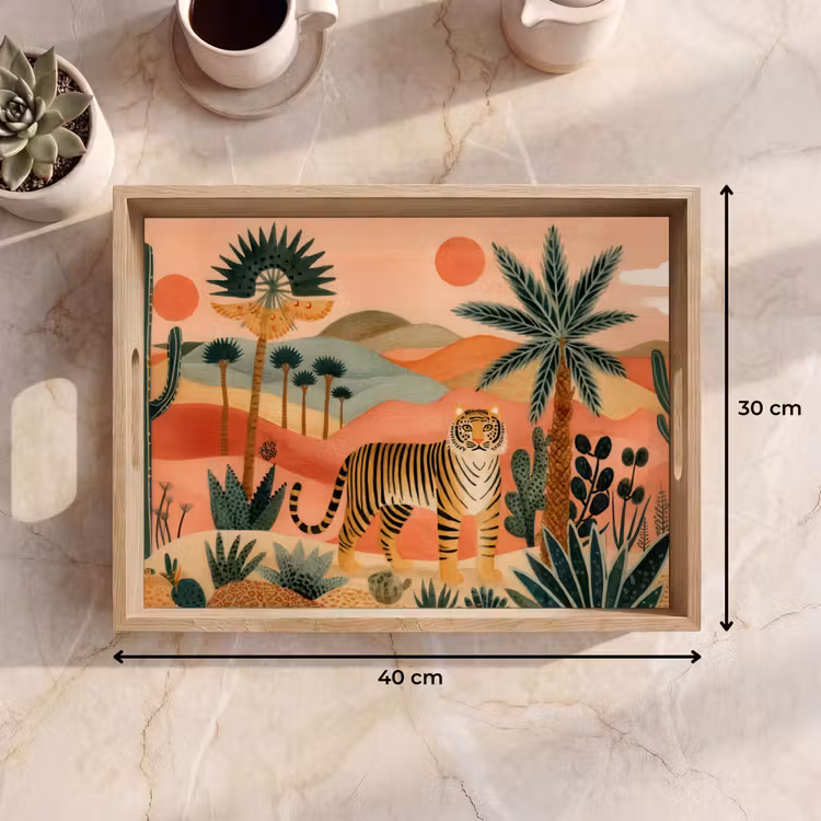 Dienblad - Tijger - Kleurrijk - Palmen - Cactus — 9