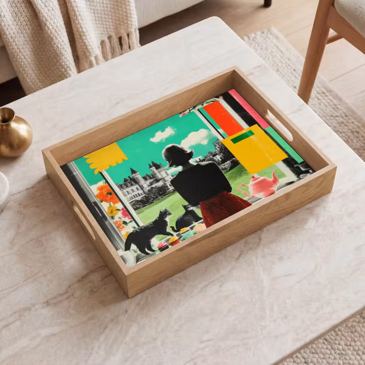Dienblad - Vrouw - Keuken - Katten - Doorkijk — 2