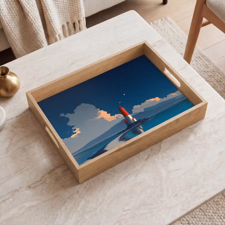 Dienblad - Vuurtoren - Zee - Wolken — 2