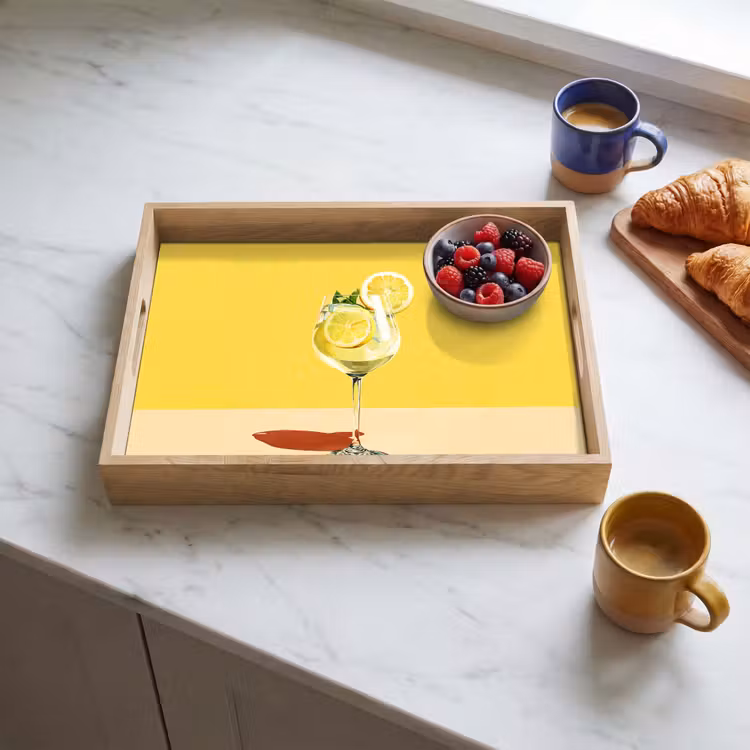 Dienblad - Wijnglas - Citroen - Geel - Minimalistisch — 4