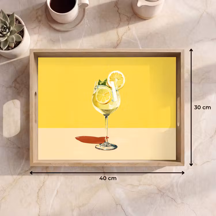 Dienblad - Wijnglas - Citroen - Geel - Minimalistisch — 9