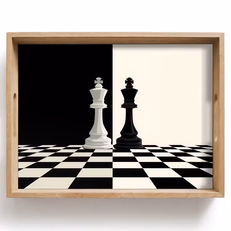 Dienblad - Schaakstukken - Koning - Geblokt - Zwart — 1