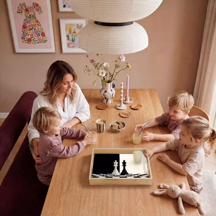 Dienblad - Schaakstukken - Koning - Geblokt - Zwart — 7