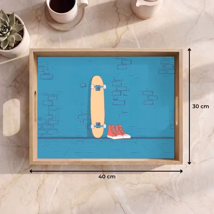 Dienblad - Skateboard - Gympen - Rood - Minimalistisch — 9