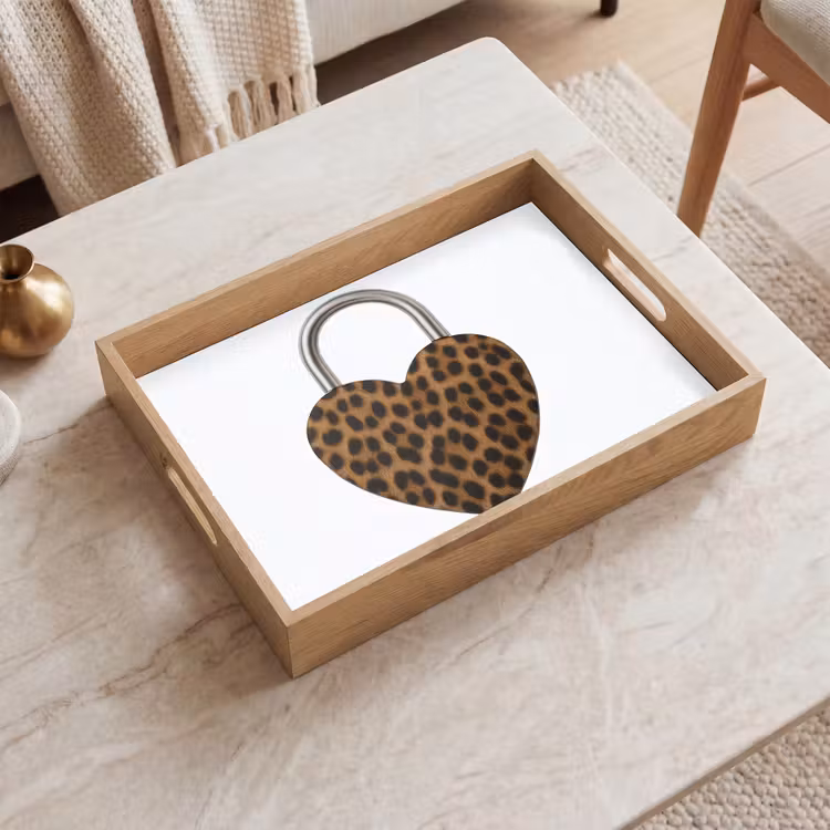 Dienblad - Slot - Hartvormig - Bruin - Panterprint — 2