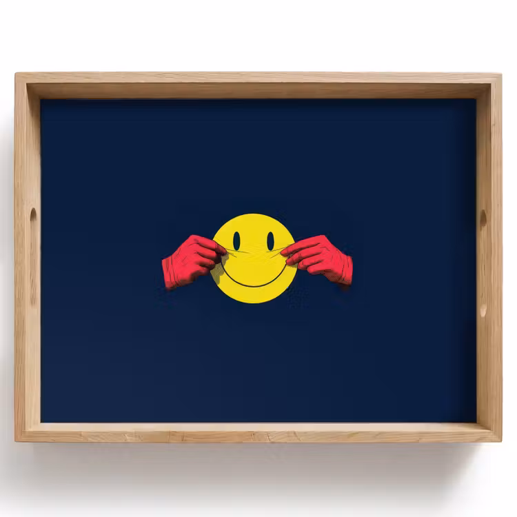 Dienblad - Smiley - Geel - Handen - Minimalistisch — 1