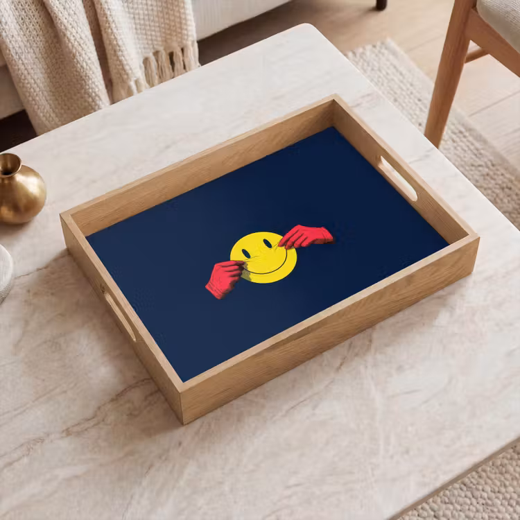 Dienblad - Smiley - Geel - Handen - Minimalistisch — 2
