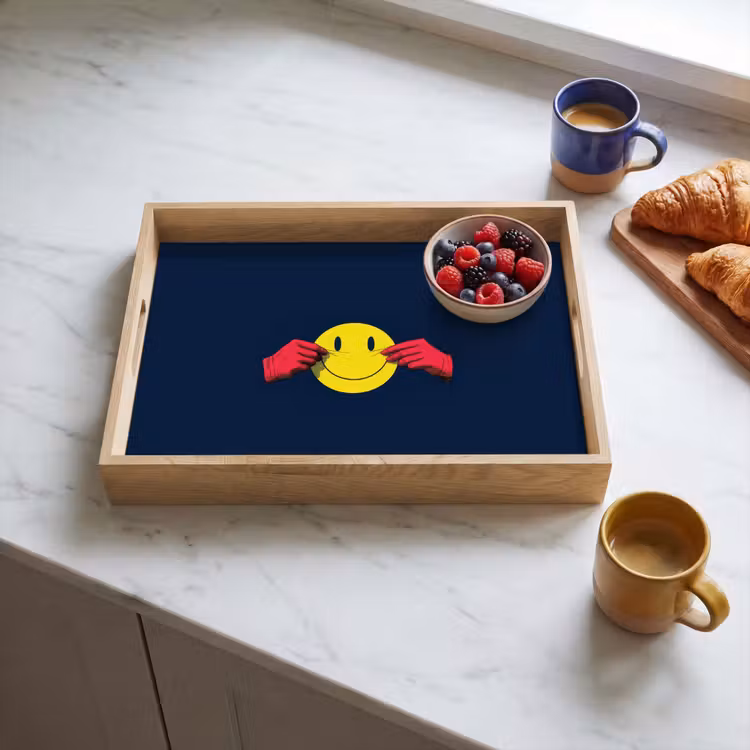Dienblad - Smiley - Geel - Handen - Minimalistisch — 4
