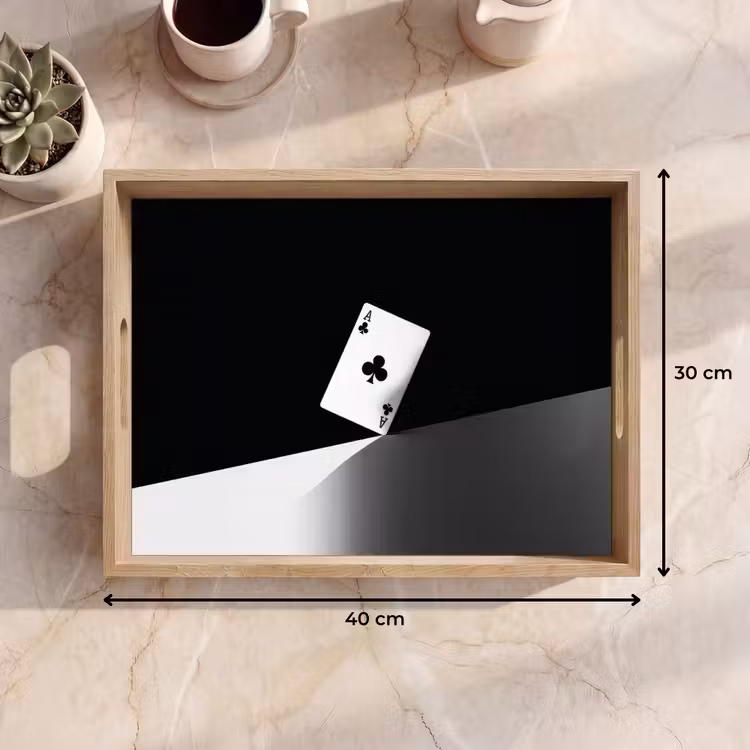 Dienblad - Speelkaart - Klaver - Abstract - Zwart — 9