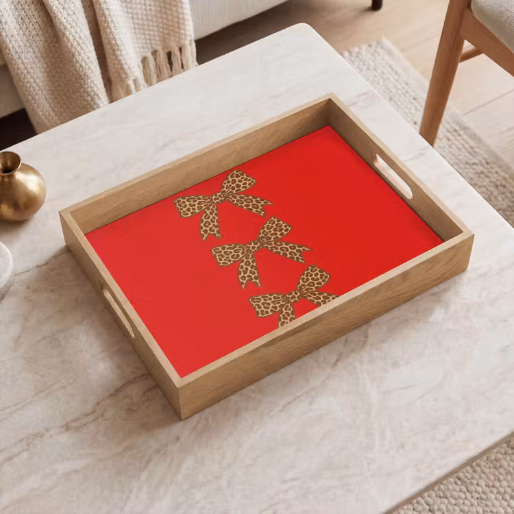 Dienblad - Strikken - Panterprint - Rood — 2