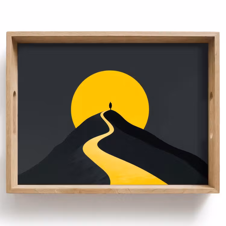 Dienblad - Zon - Heuvel - Pad - Geel — 1