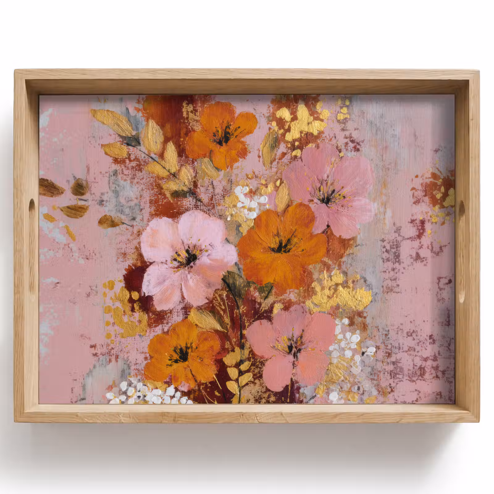 Dienblad - Schilderij - Bloemen - Rustiek - Roze — 1