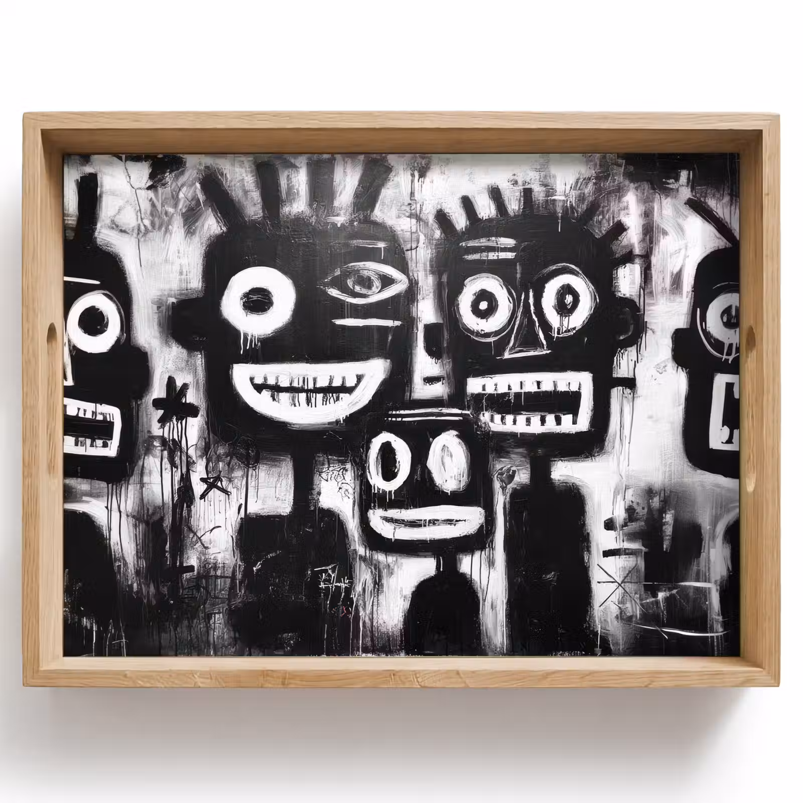 Dienblad - Schilderij - Figuren - Zwart - Abstract — 1