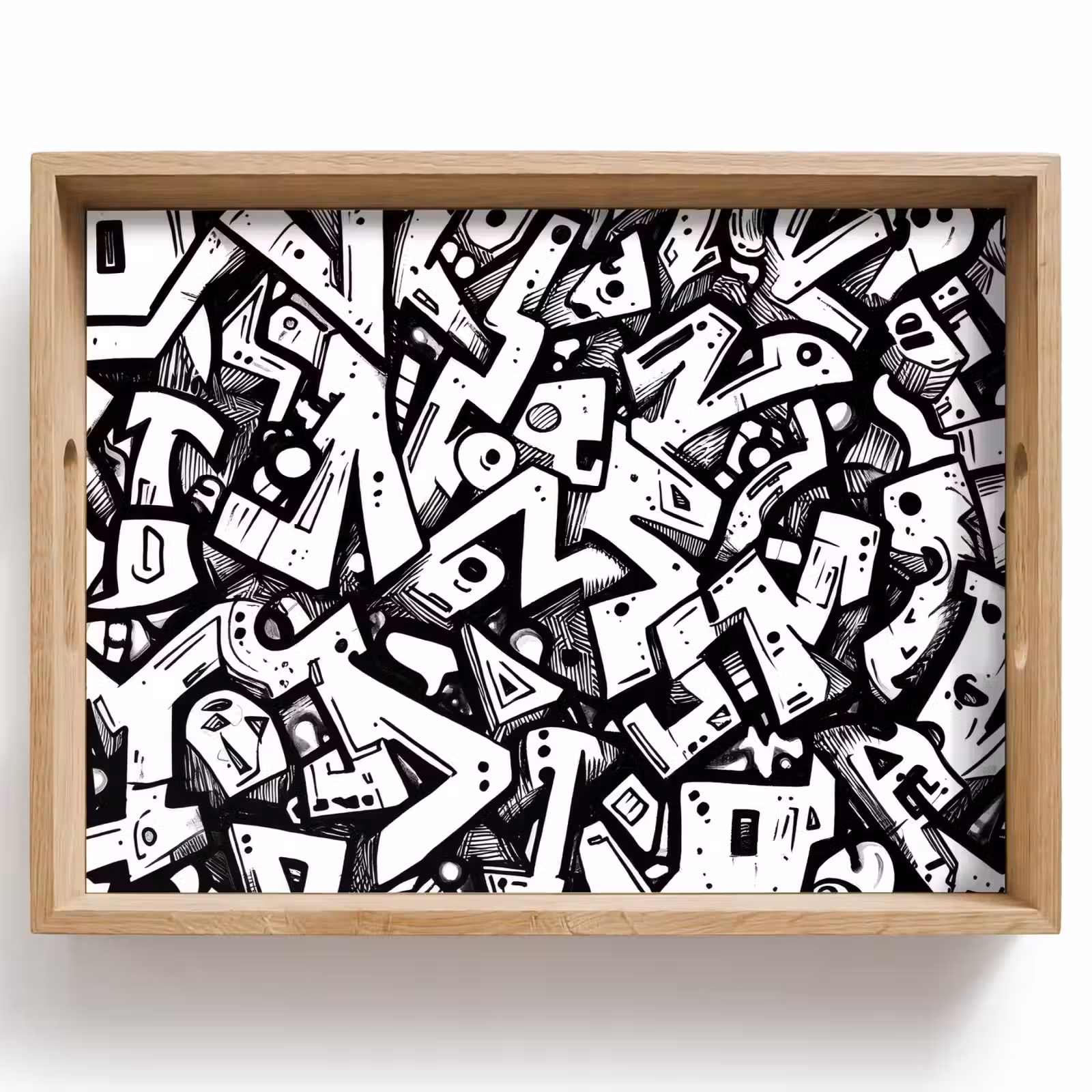 Dienblad - Vormen - Letters - Graffiti - Zwart — 1