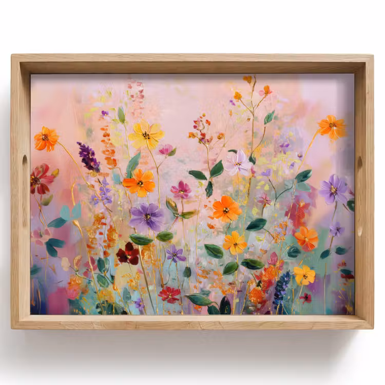 Dienblad - Schilderij - Bloemen - Abstract - Kleurrijk — 1