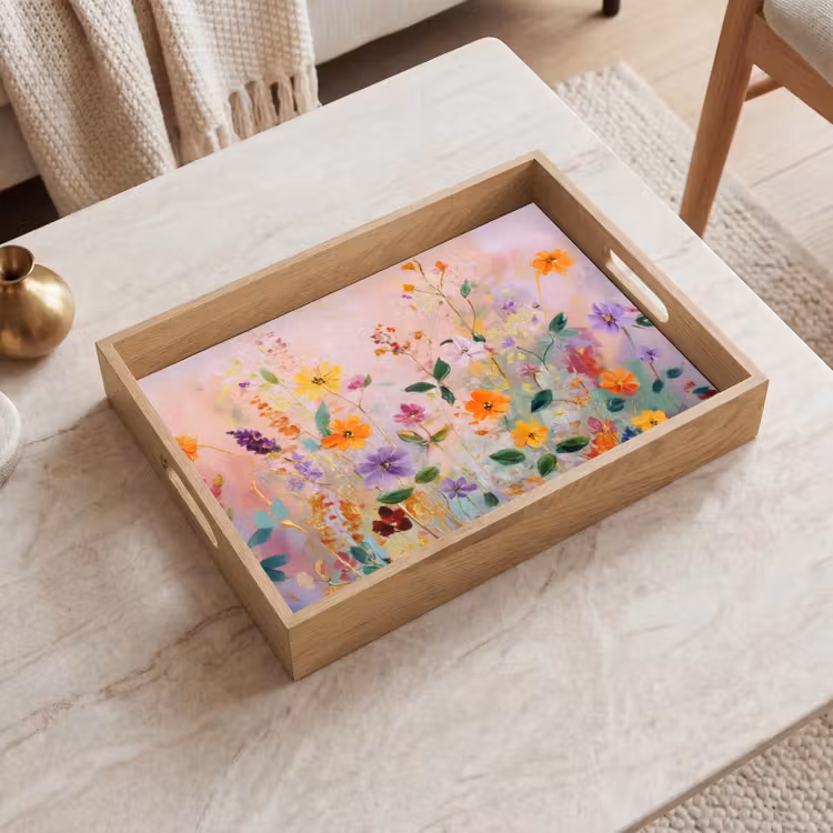 Dienblad - Schilderij - Bloemen - Abstract - Kleurrijk — 2
