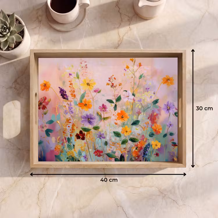 Dienblad - Schilderij - Bloemen - Abstract - Kleurrijk — 9