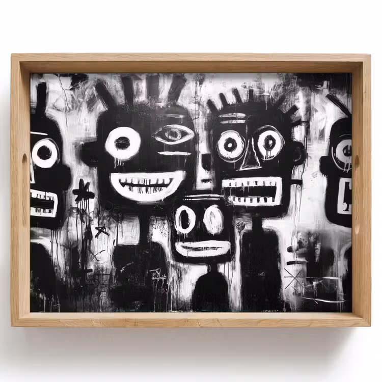Dienblad - Schilderij - Figuren - Zwart - Abstract — 1