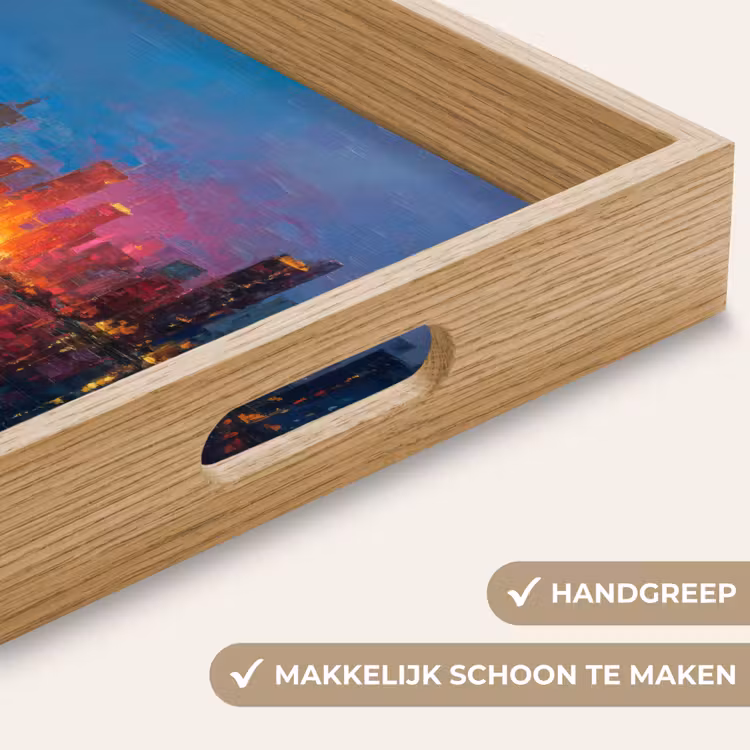 Dienblad - Skyline - Penseelstreken - Donkerblauw - Lichtgevend — 5