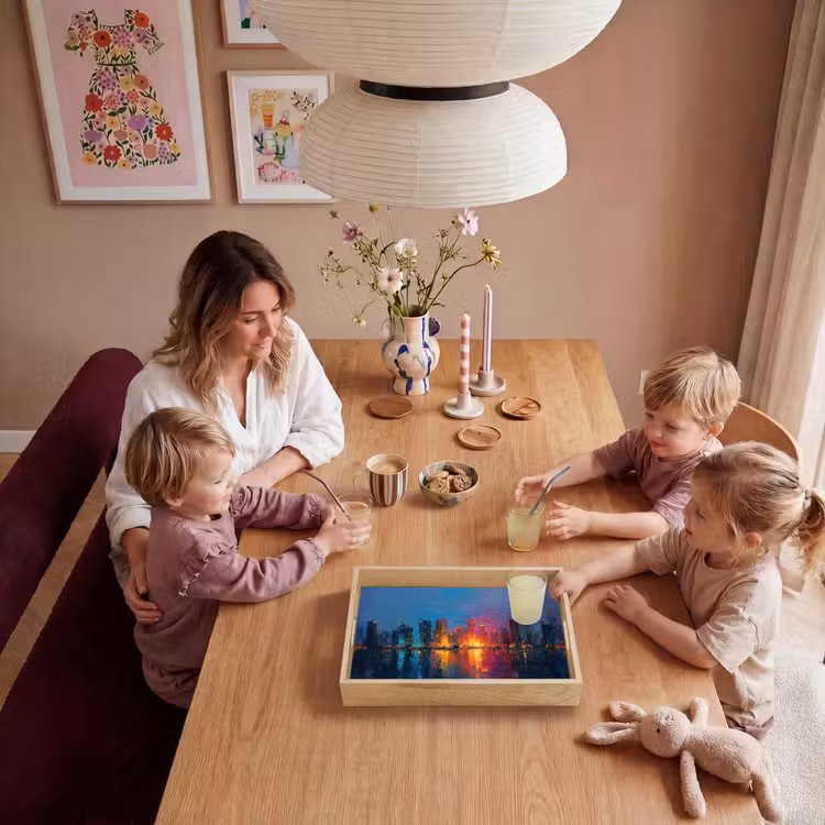 Dienblad - Skyline - Penseelstreken - Donkerblauw - Lichtgevend — 7
