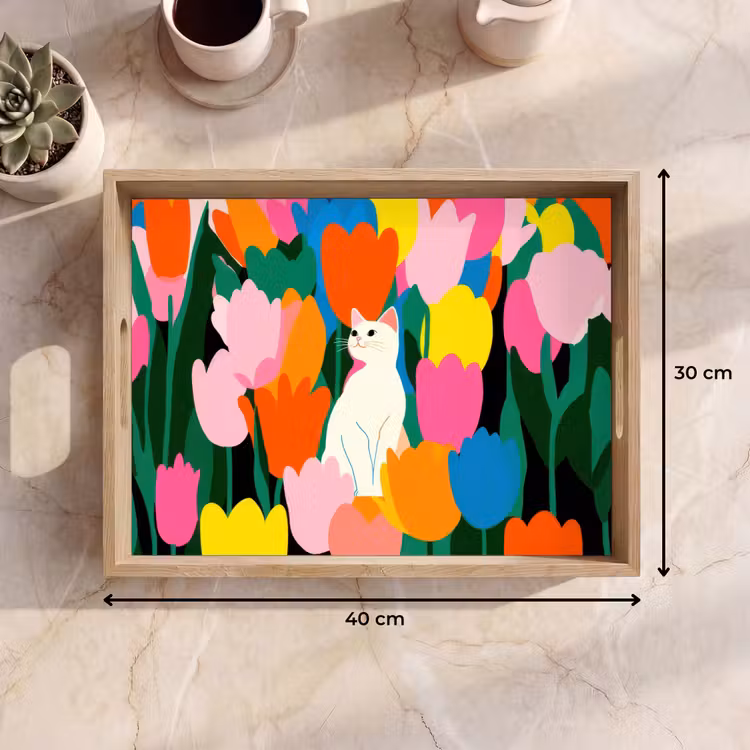 Dienblad - Tulpen - Kat - Kleurrijk — 9