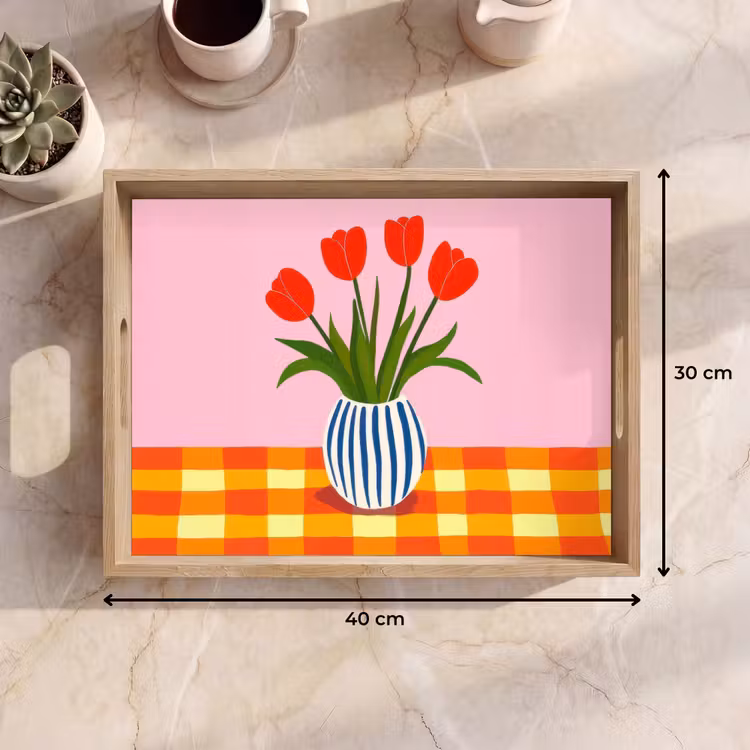 Dienblad - Tulpen - Roze - Vaas — 9