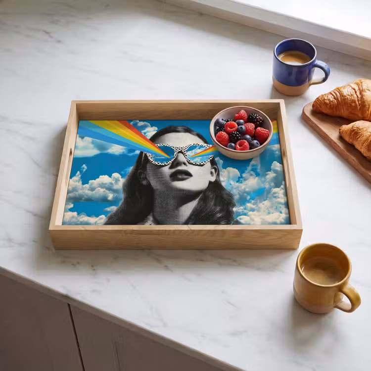 Dienblad - Vrouw - Bril - Regenboog - Wolken — 4