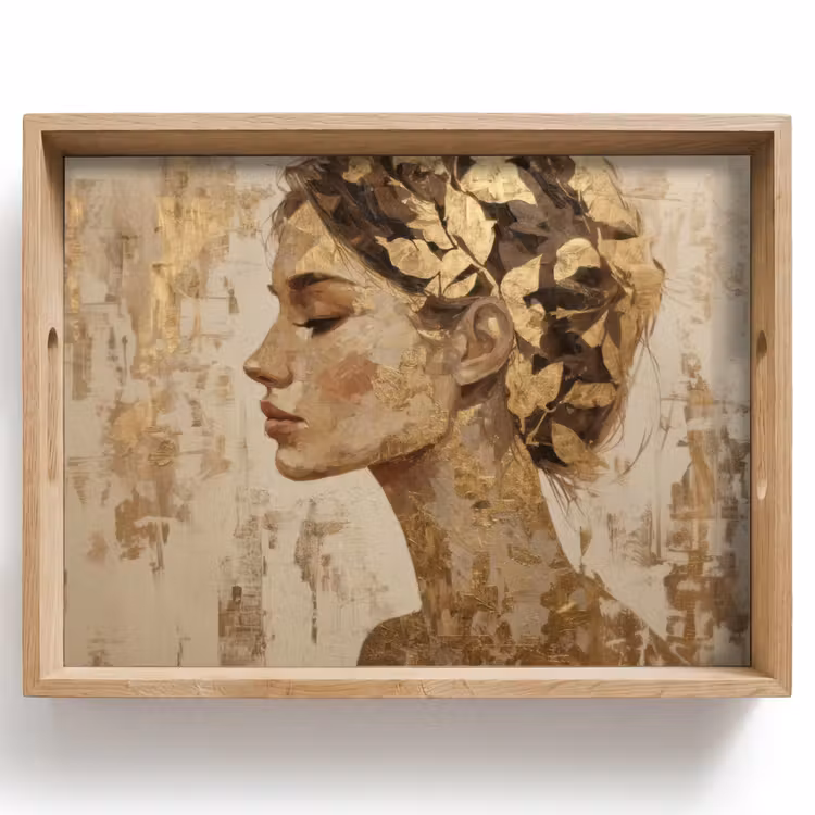 Dienblad - Vrouw - Goud - Abstract - Textuur — 1