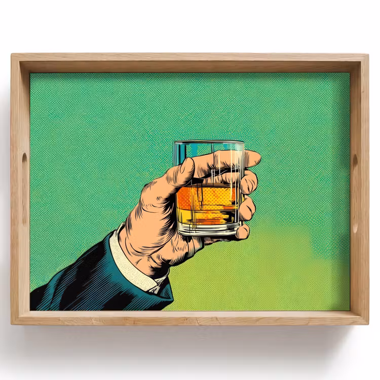 Dienblad - Whisky - Glas - Hand - Groen — 1