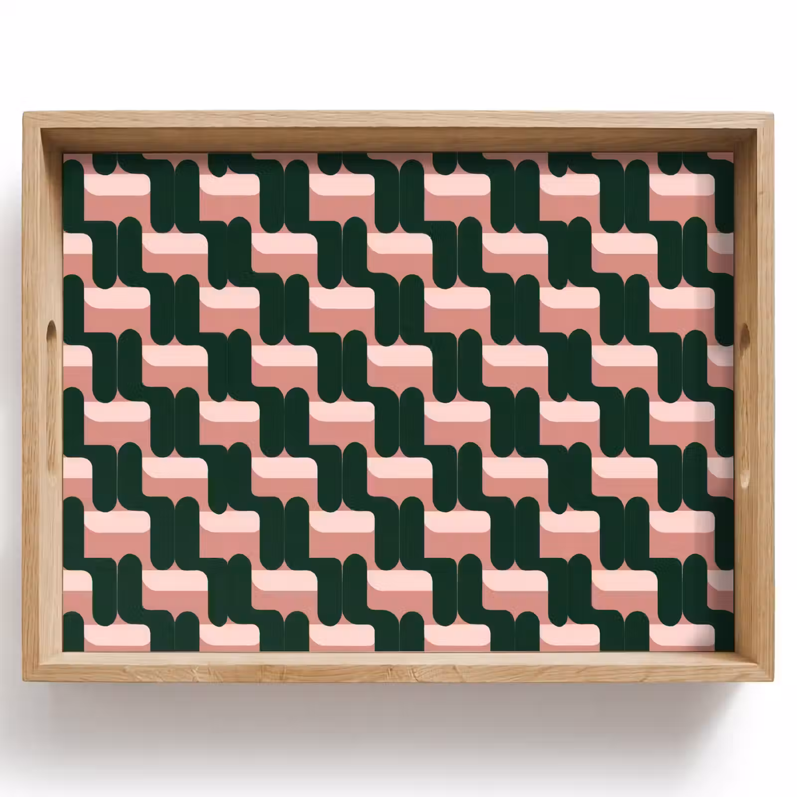 Dienblad - Vlechtpatroon - Groen - Roze - Geometrisch — 1