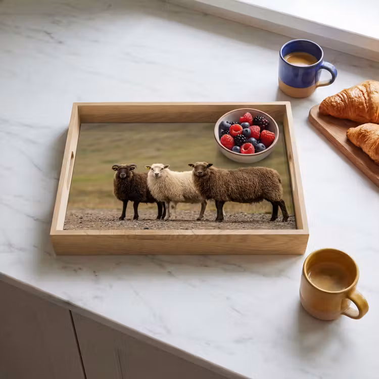 Dienblad - Schapen - Bruin - Wit - Grindpad — 4