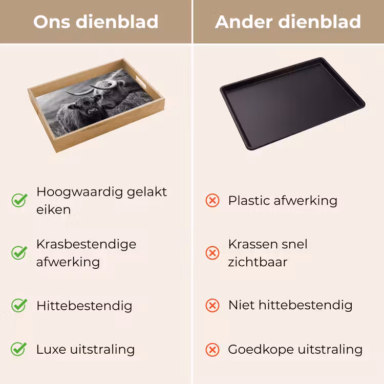 Dienblad - Schotse hooglander - Kalf - Zwart - Wit — 3