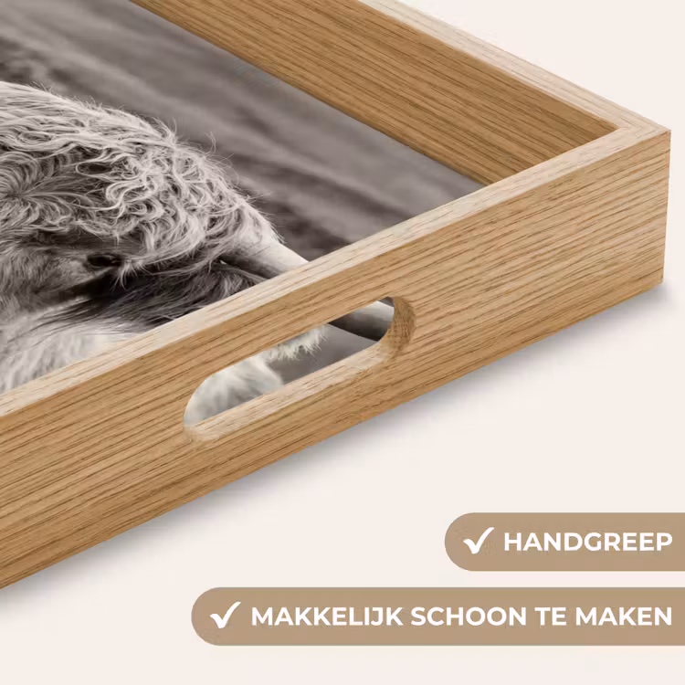 Dienblad - Schotse hooglander - Zwart - Wit - Hout — 5