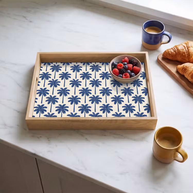 Dienblad - Symmetrisch - Palm - Blauw — 4