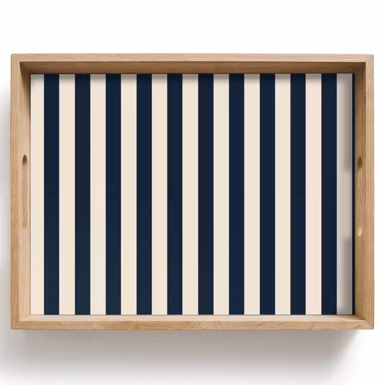 Dienblad - Verticale strepen - Blauw - Crème — 1