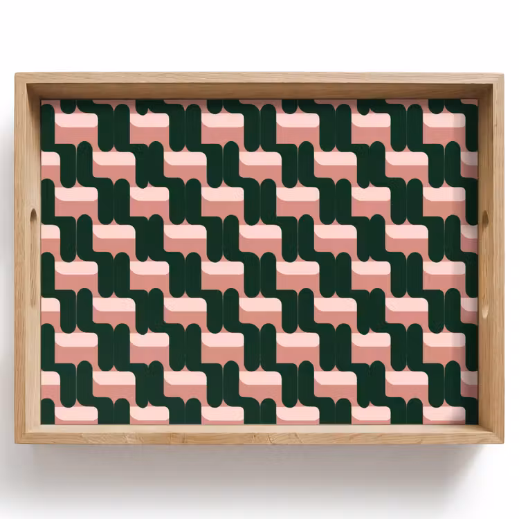 Dienblad - Vlechtpatroon - Groen - Roze - Geometrisch — 1