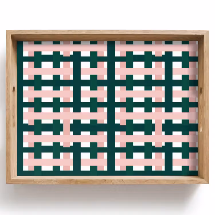 Dienblad - Vlechtpatroon - Groen - Roze - Grafisch — 1