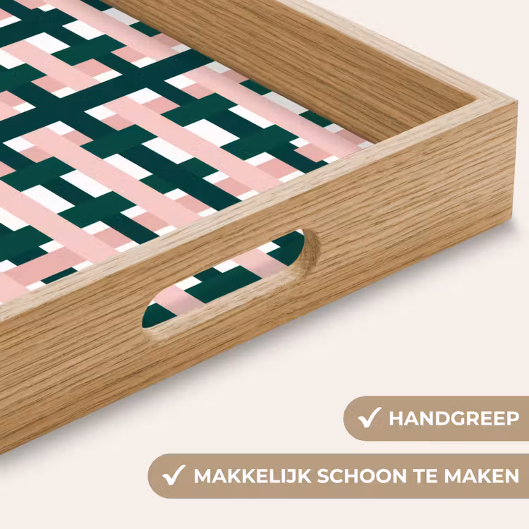 Dienblad - Vlechtpatroon - Groen - Roze - Grafisch — 5
