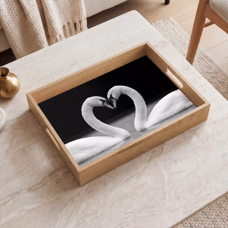 Dienblad - Zwanen - Hart - Zwart - Wit — 2