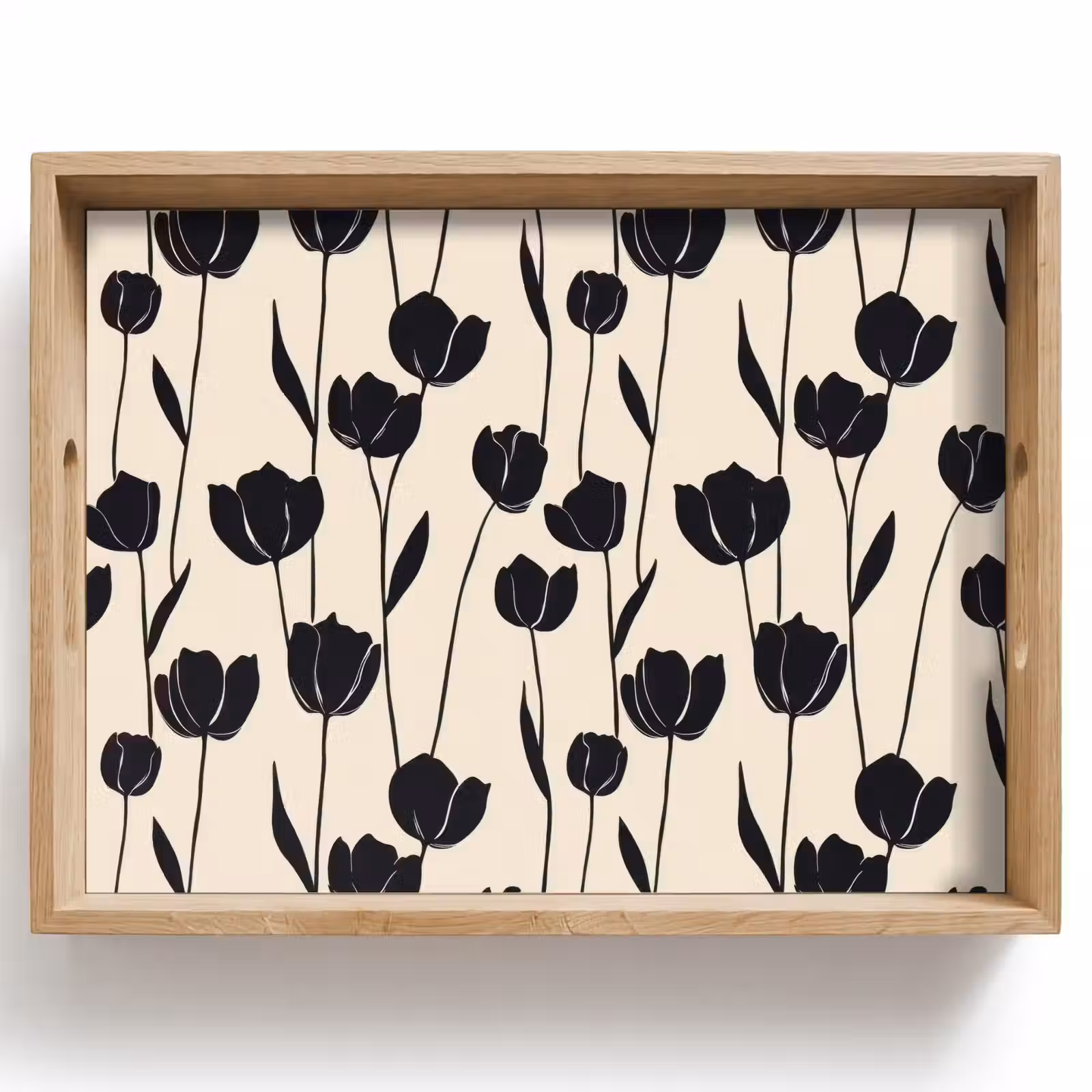 Dienblad - Tulpen - Patroon - Zwart — 1