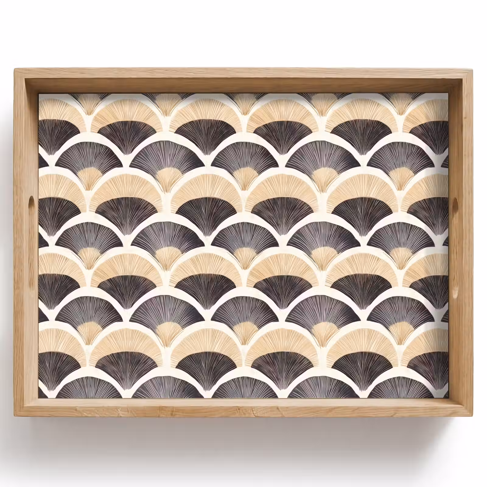 Dienblad - Waaier - Patroon - Zwart - Beige — 1