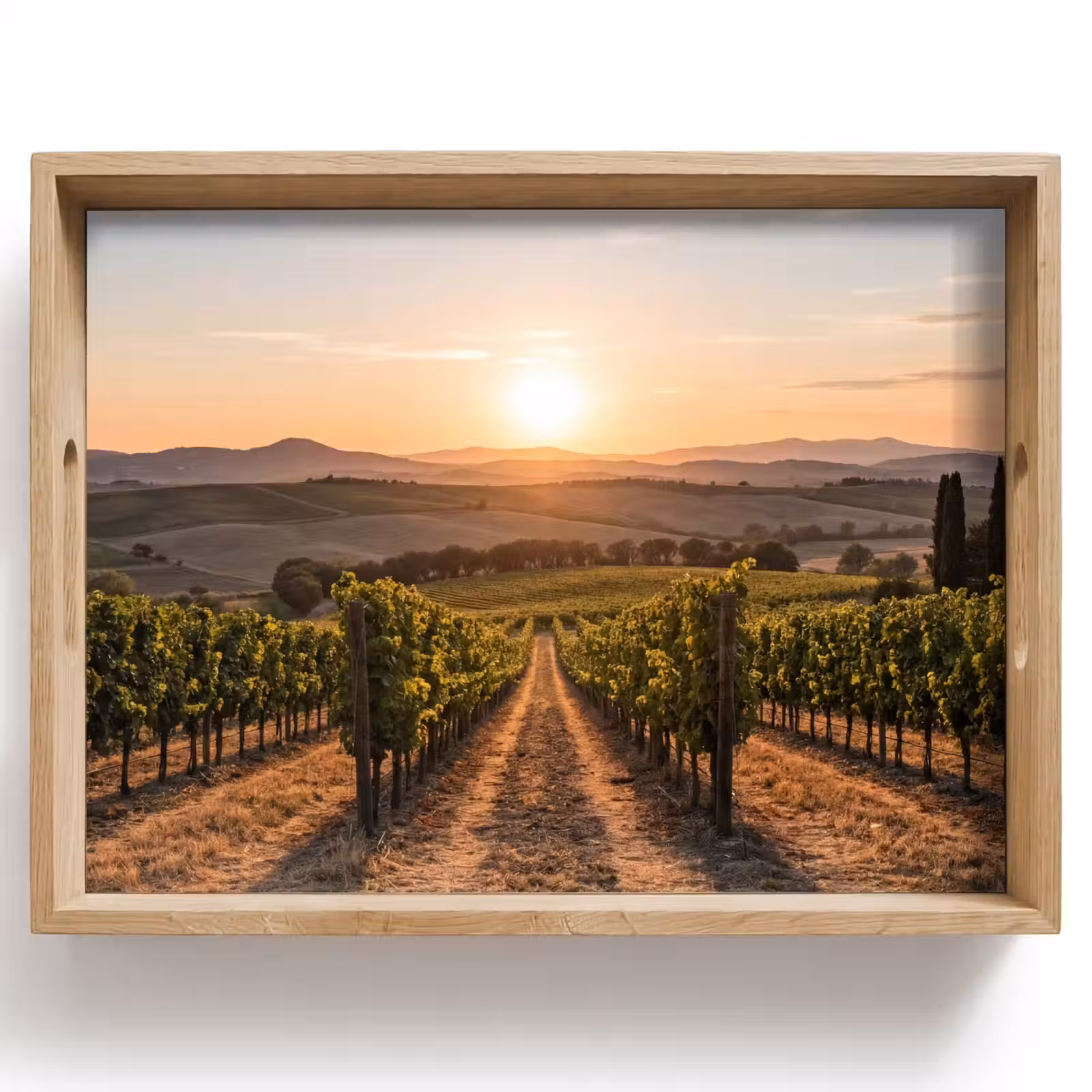 Dienblad - Wijngaard - Zonsondergang - Landschap — 1