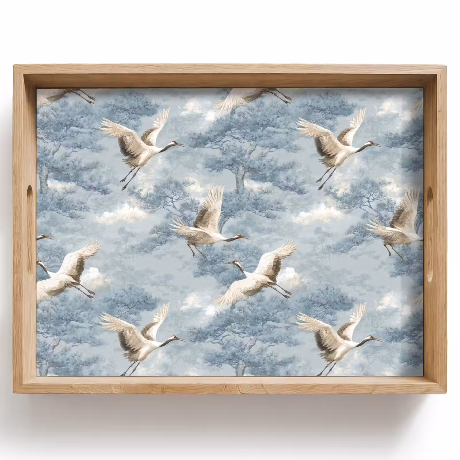 Dienblad - Wolken - Kraanvogels - Blauw — 1