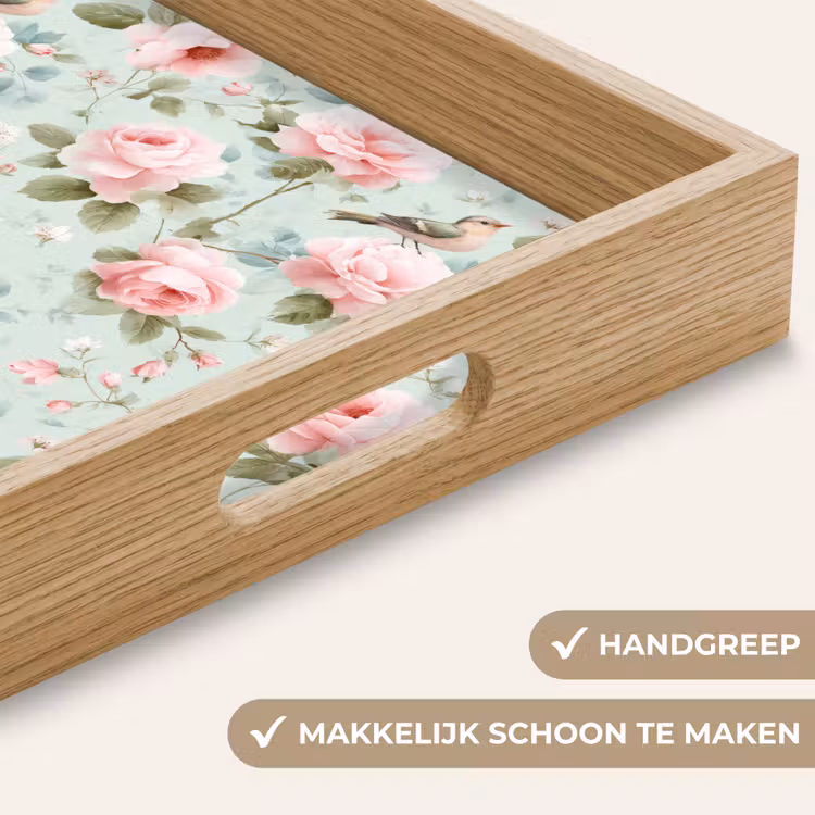 Dienblad - Rozen - Vogels - Pastel - Kleurrijk — 5