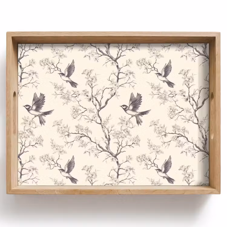 Dienblad - Takken - Vogels - Beige — 1