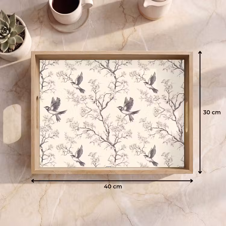 Dienblad - Takken - Vogels - Beige — 9